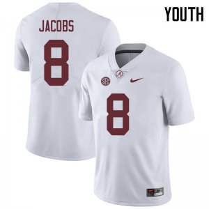 NCAA Youth Alabama Crimson Tide #8 Josh Jacobs Stitched College 2018 Nike Authentic White Football Jersey KR17S56EZ